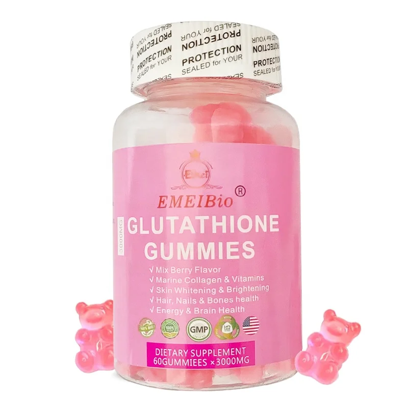 Private label natural l-glutathione skin lightening glutathione reduced whitening skin collagen gummies