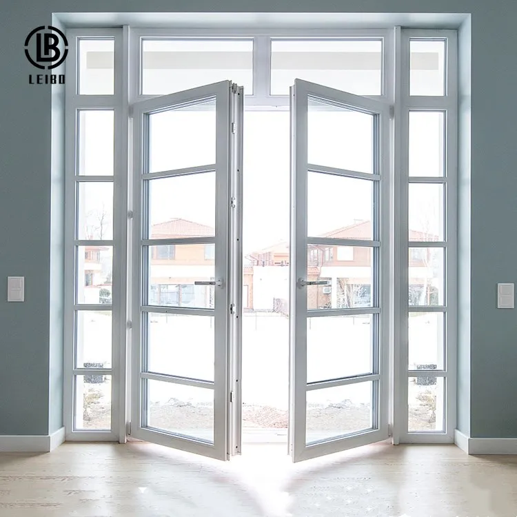 Cheap exterior double glass partition silent plastic swing pvc upvc casement door