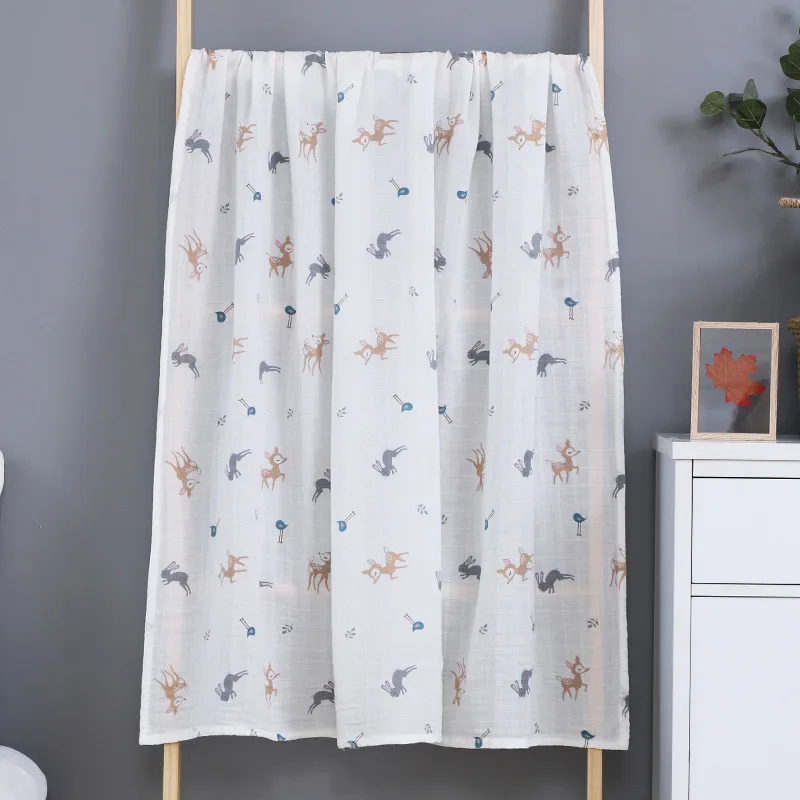 Wholesale Printed Cotton Muslin Fabric Soft Warm Baby Receiving Blankets 100% Muslin Swaddle Blankets Fabric