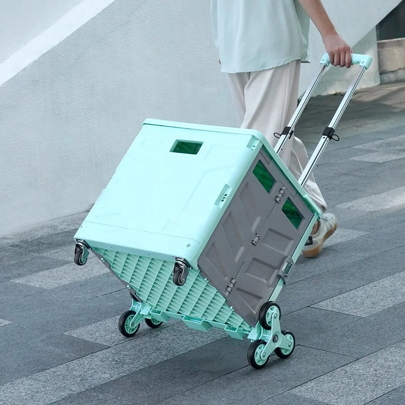 Foldable Supermarket Shopping Cart Grocery Cart Portable Shopping Box Trolley