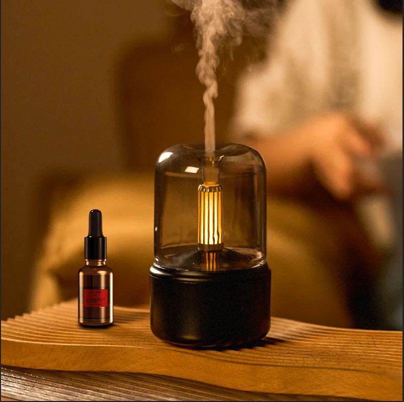 New Humidifier Essential Oil Scent Diffuser Candle Led Night Light Custom Sleep Diffused Ultrasonic Aroma Diffuser