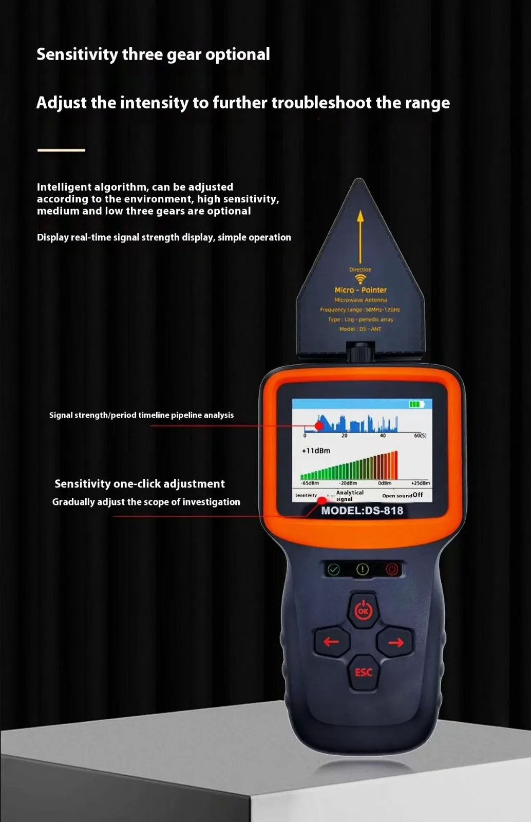 Анализатор обнаружения сигнала DS818 10 МГц-4 гггц радиоволновый GPS трекер беспроводная камера GSM детектор сотового телефона