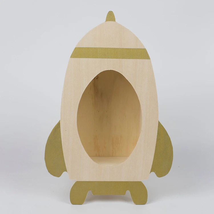Nordic handmade wooden rocket storage shelf home decorations baby nursery decor for children room