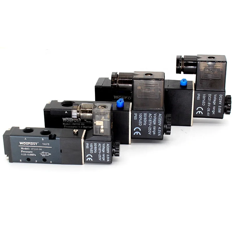 AIRTAC 2/5 Way Ac110v 220v Dc12v 24v Thread Size 1/4" Pneumatic Solenoid Air Control Valve 4v210-08