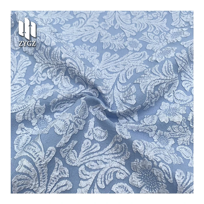 95% Polyester 5% Spandex Fashion Design Embroidery 3D Relief Maple leaf Jacquard Fabrics For Clothing Dresses Bags