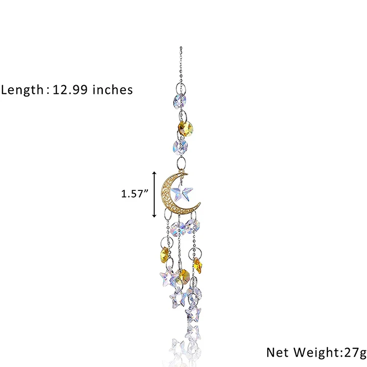 SUN CATCHER Moon Star white Crystal Sun catcher hanging decor crystal ball prism window light home decoration Pendant