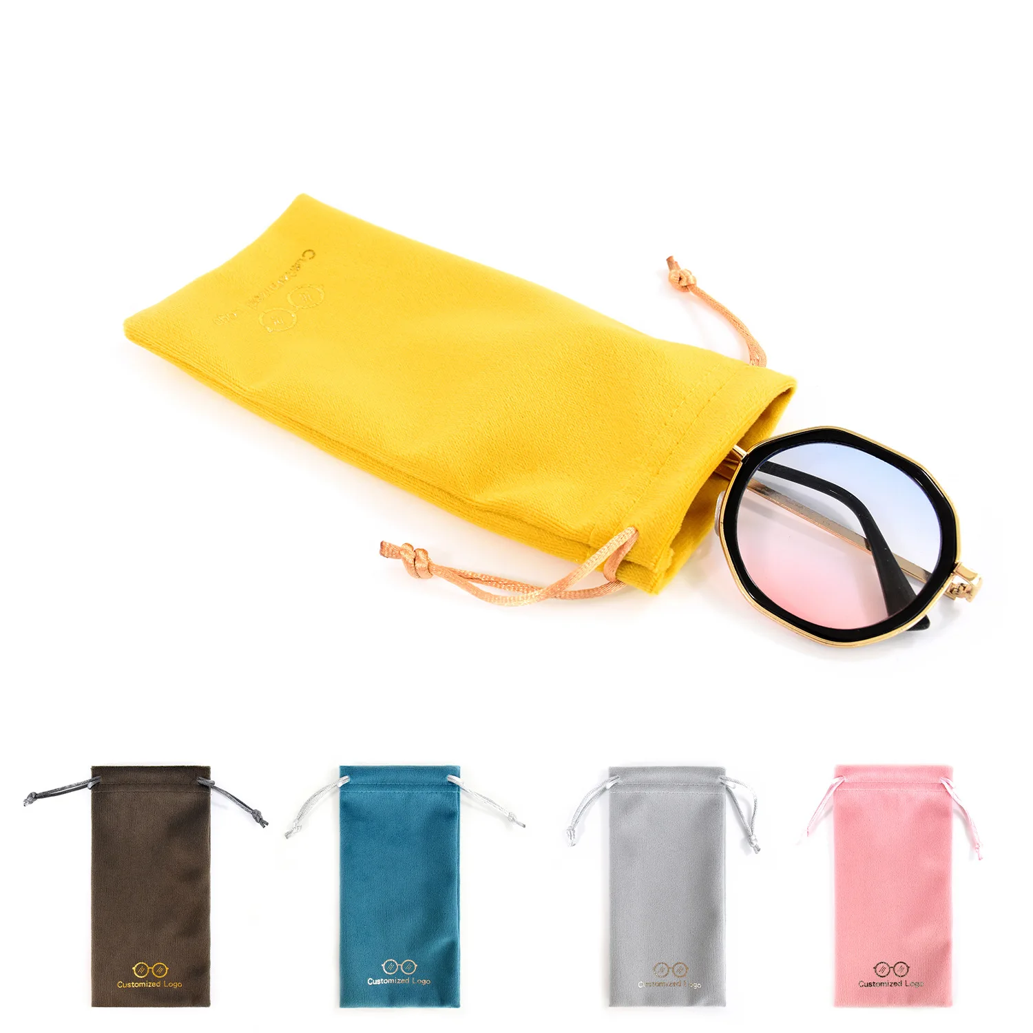 Custom Logo Soft Velvet Sunglasses Bag Mobile Phone Power Bank Storage Dust Pouch Bag