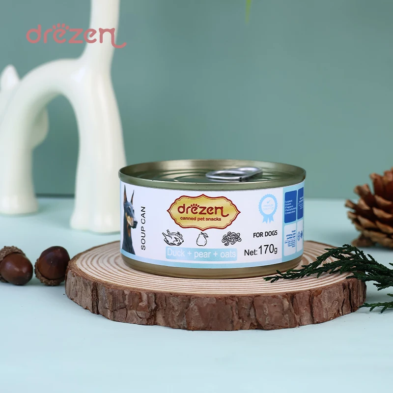 Canned soup for dogs of all ages duck + pear + oatmeal flavor made in China brand Drezen high-quality canned food