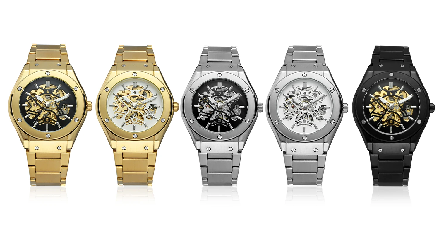 Popular Brand Forsining Men Vintage Luxury Metal Band Self-winding Full Automatic Mechanical Skeleton Wrist Watches