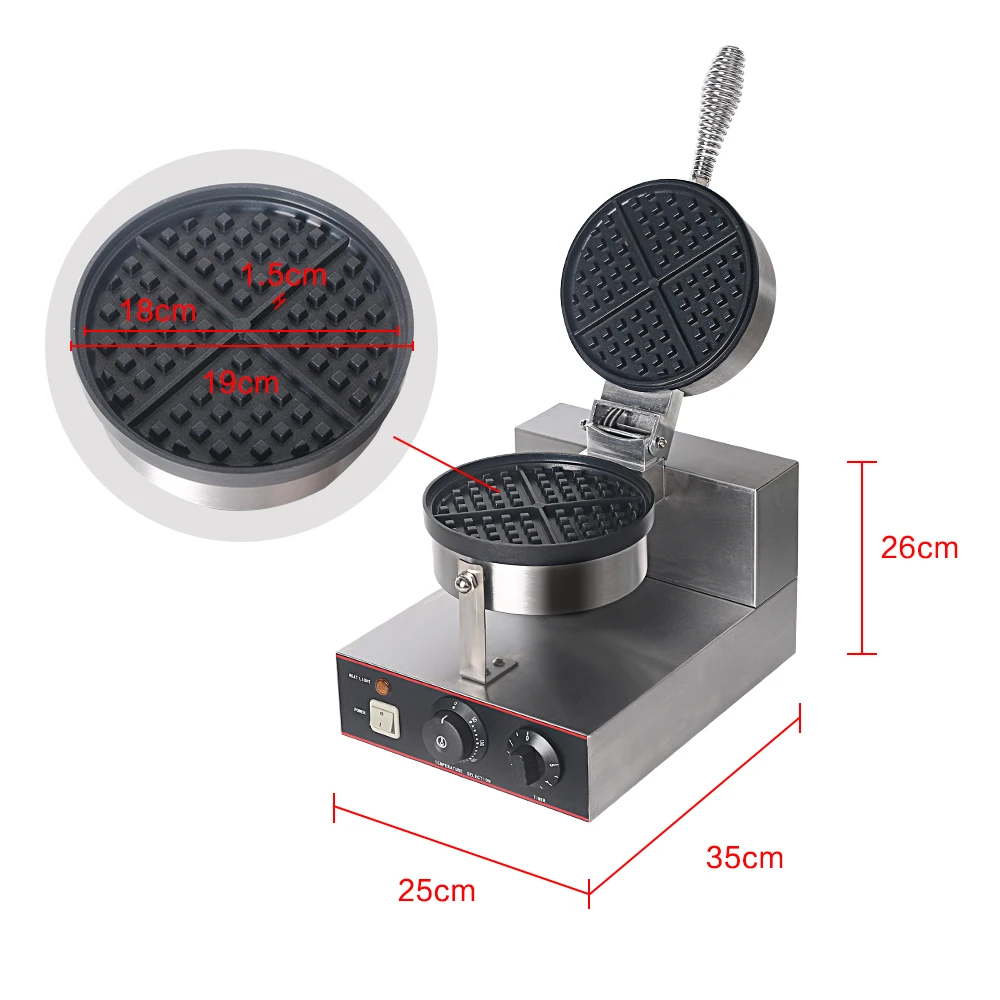 Waffle Maker Stainless Steel Waffle Machine Non-stick Electric Waffle Iron Baker Cake Oven 50-300 Degree