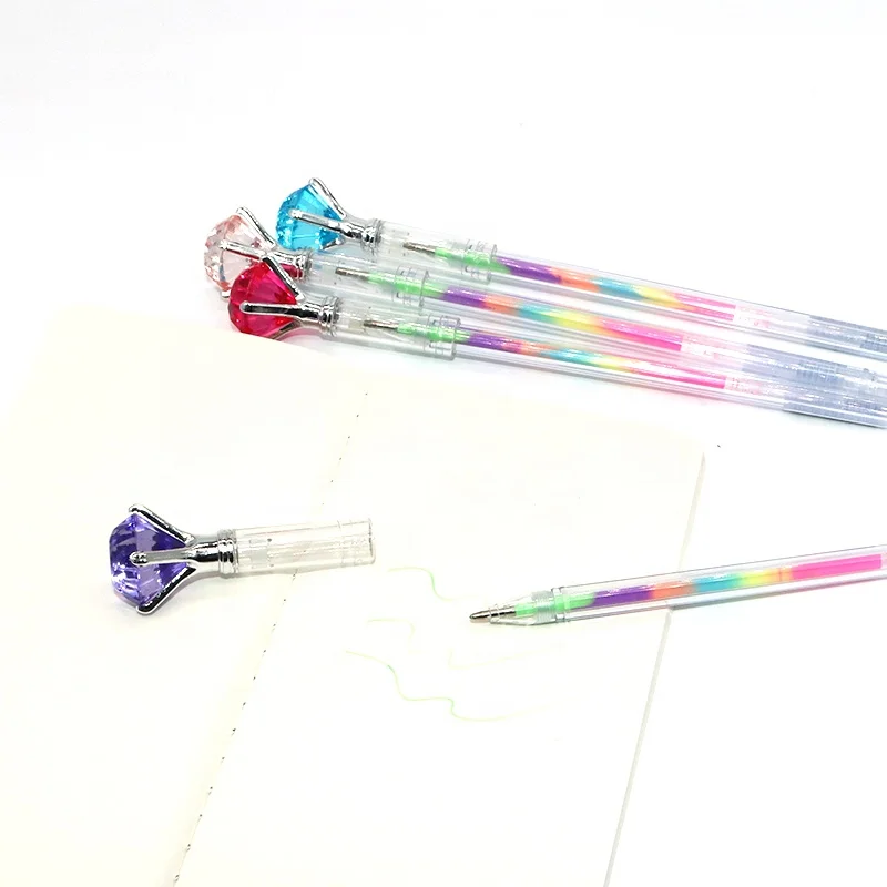 Wholesale creative stationery fancy big diamond plastic multicolor gel pen for school kids