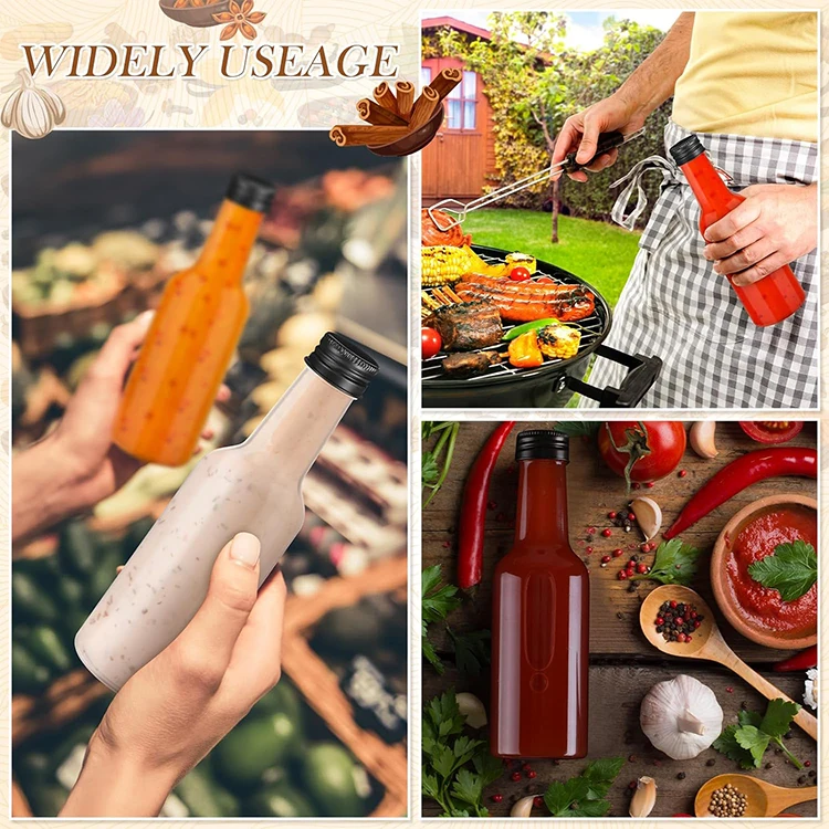 Empty Round 3oz 5oz 8oz 150ml 250ml Hot Sauce Chilli Glass Bottle For Salad Dressing Tomato Sauce Ketchup Bottle With Screw Lid