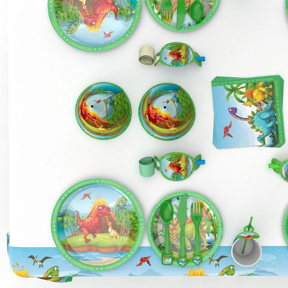 Factory Sale Dinosaur Themed Party  Tableware Set  Disposable  Animal  Birthday Party Celebration in Set Sale