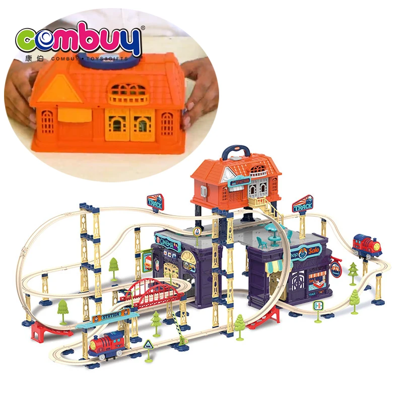 Convenience store storage box electric railway car diy model train tracks toys