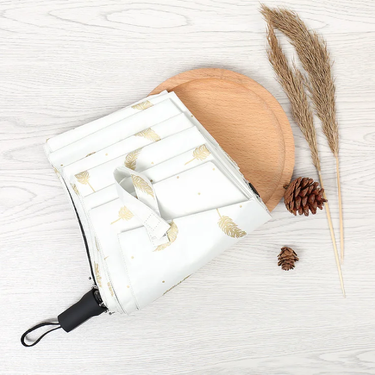 
Sun and uv protection 3 fold Sunshade Feather Vinyl umbrella 