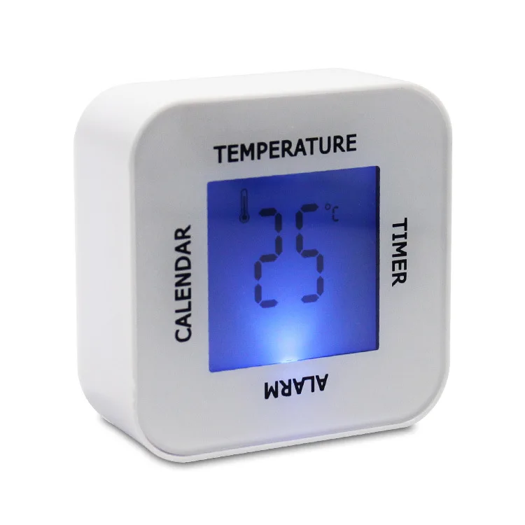 Custom Pattern Promotion Mini Gift Digital 4 Side Timer Calendar Temperature Display Table LCD Alarm Clock