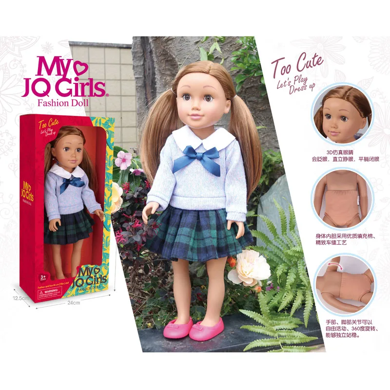 New Arrival 18 Inches Pretty Girl Doll Toys Real Soft Silicone 3D Eyes Dolls American Girls Black Doll Fashion Dress Wholesale