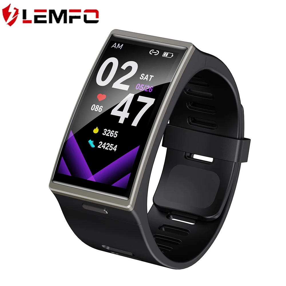 LEMFO New DM12 1.9inch 2.5d curved screen IP68 silicone rubber strap smart watch men for sports