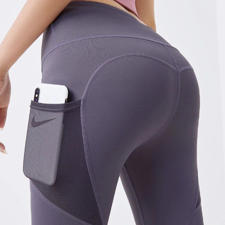  Women Workout Fitness Gym Wear Clothes Yoga Pants Leggings for High V Waisted Nude Feel with Pockets
