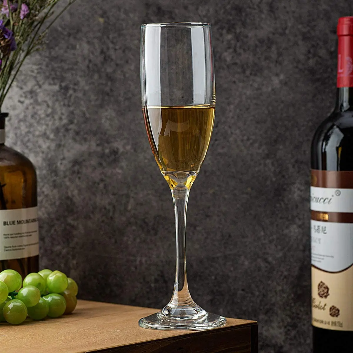 Premium 6 oz Crystal Clear Stemmed Champagne Glasses Classic Transparent Design for Whiskey and Sparkling Wine for Parties