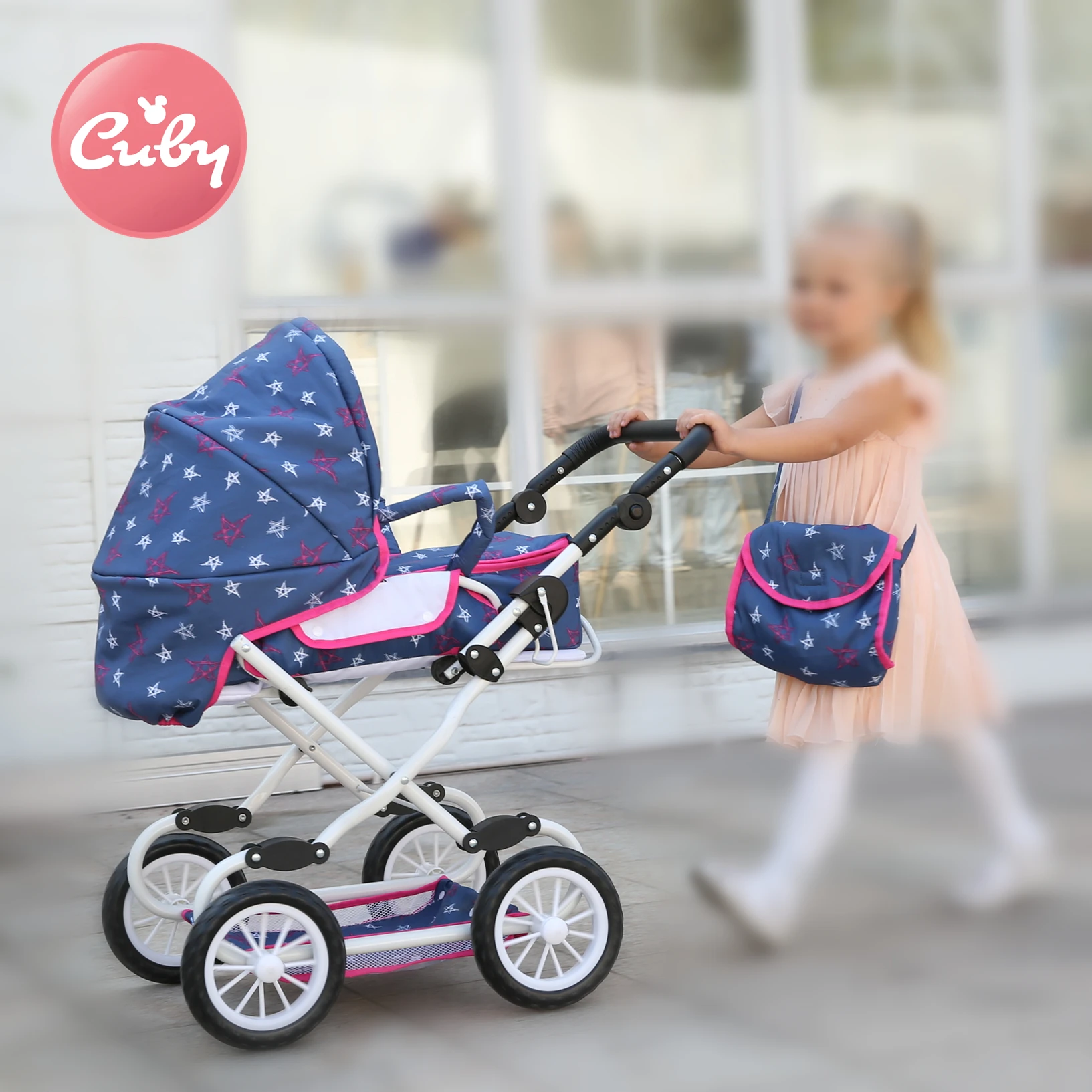 Baby Toys Safety Toy of Pram for dolls walking Rolling Material Metal Deluxe Doll Pram