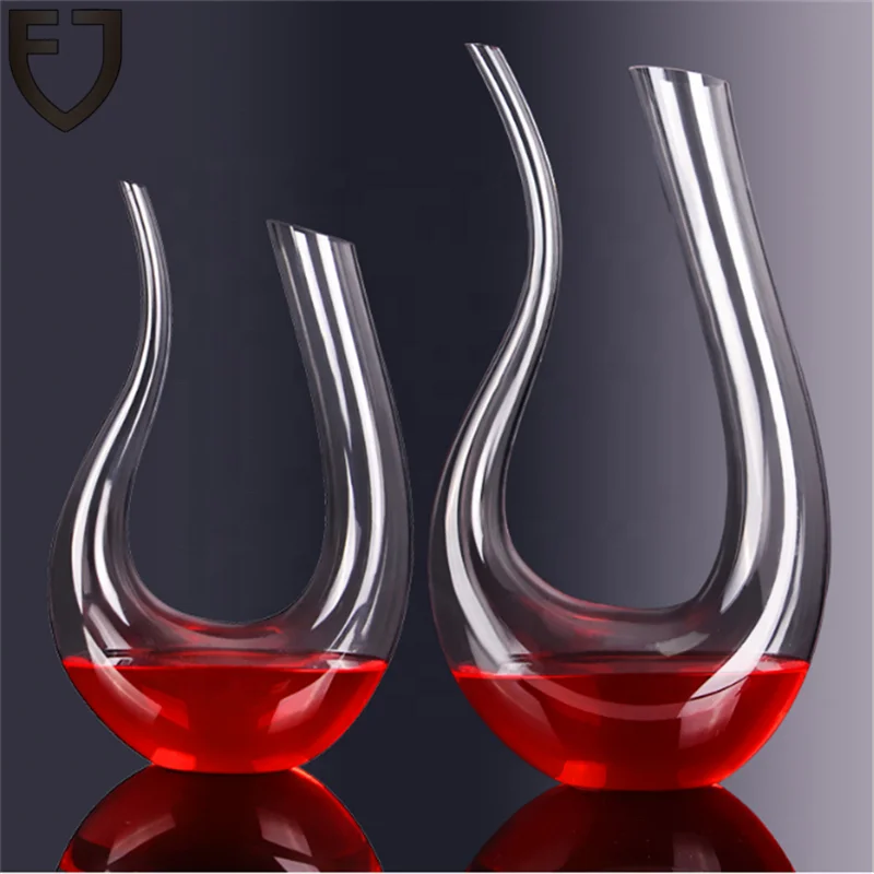 Wholesale U shape crystal clear glass wine decanter 30oz 50oz