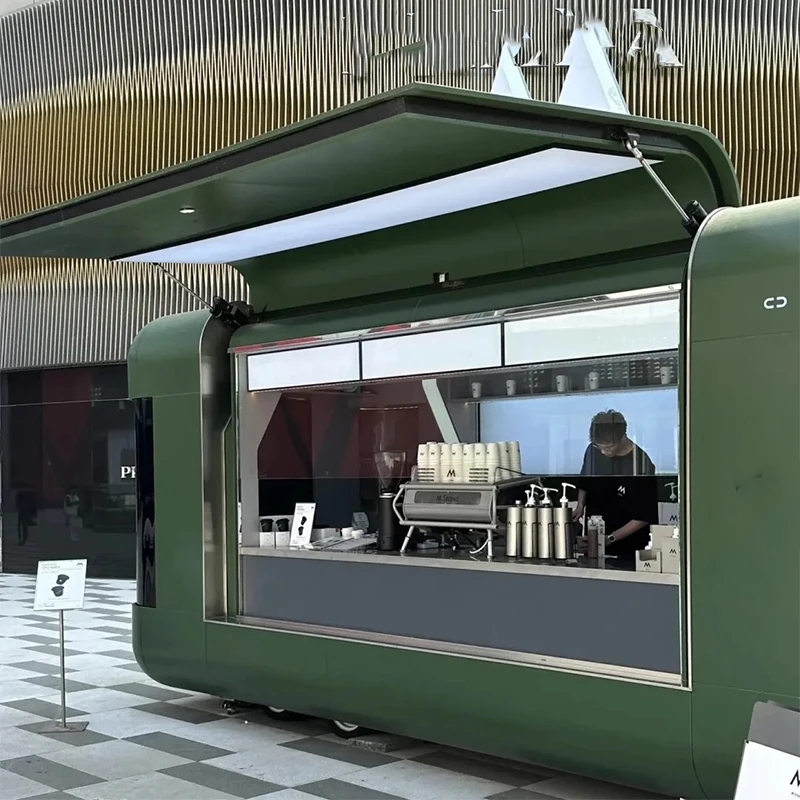 New Design Popular Flying Wing Food Truck Fully Equipped Mobile Prefab Cafe Coffee Shop Restaurant Food Trailer