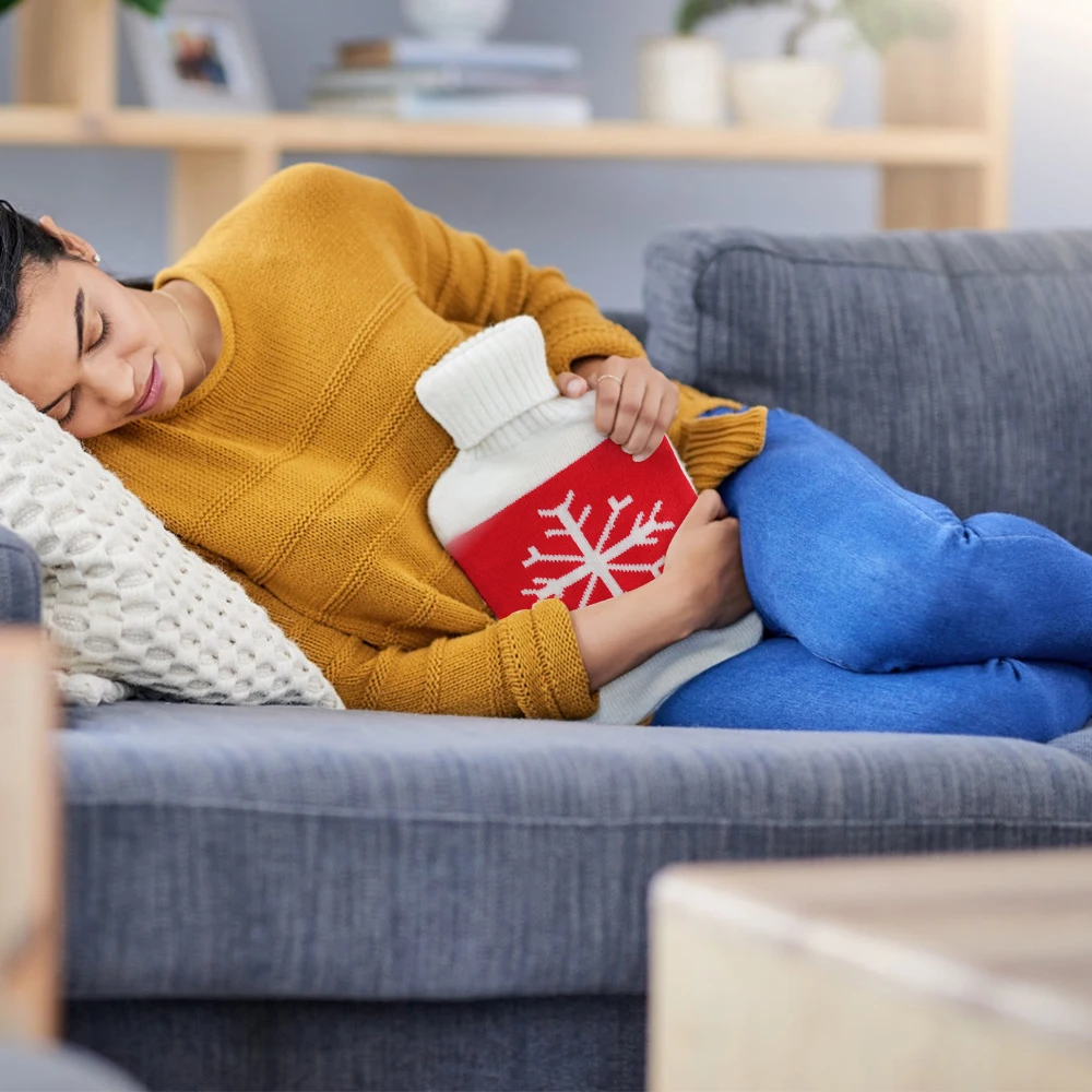 Rubber Hot Water Bottle with Cover Knitted and Plush