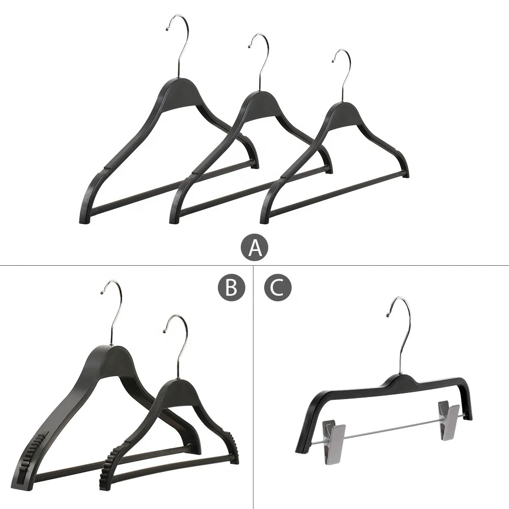 Fast Fashion Brand Clothing Organizer Black  Coat Hanger with Clip Design Jackets  for cloths plastic hangers plastic single