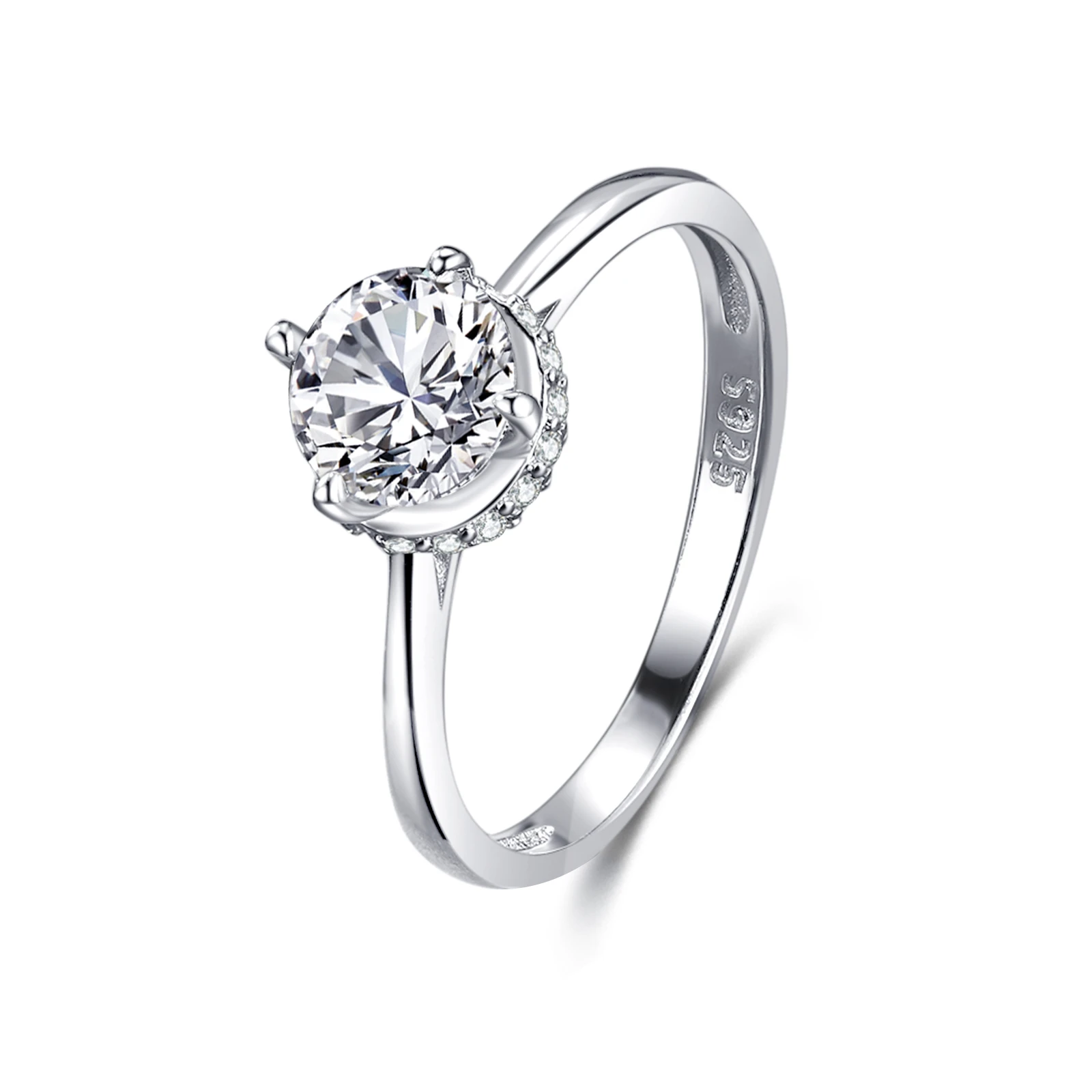 Wholesale 925 Sterling Silver 6X6MM Round Shape Zircon Crown Ring Fashion Engagement Ring For Female Custom