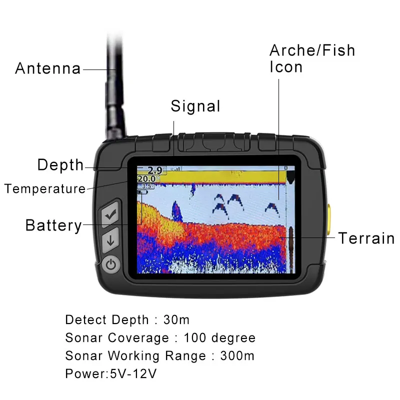 Boatman 200 meters working range echo sounding fish finder 3.5 inch color 2.4GHz sonar fishing tackle fish finder