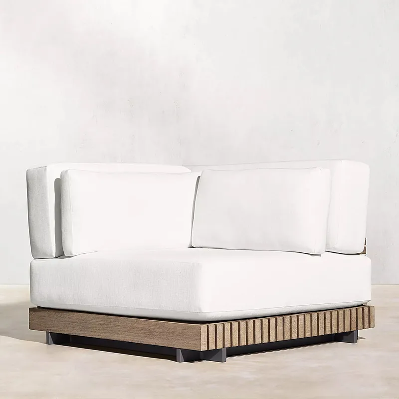 Hotel Patio Luxury Couch Backyard Outdoor Furniture Set Garden Teak Wood Sectional L Shape Sofa With Coffee Table