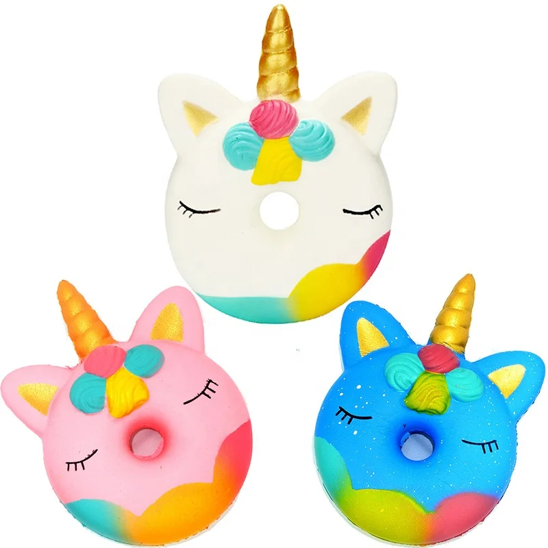 juguetes al por mayor kawaii jumbo Amazon custom PU foam food squishies toy unicorn squishy donut
