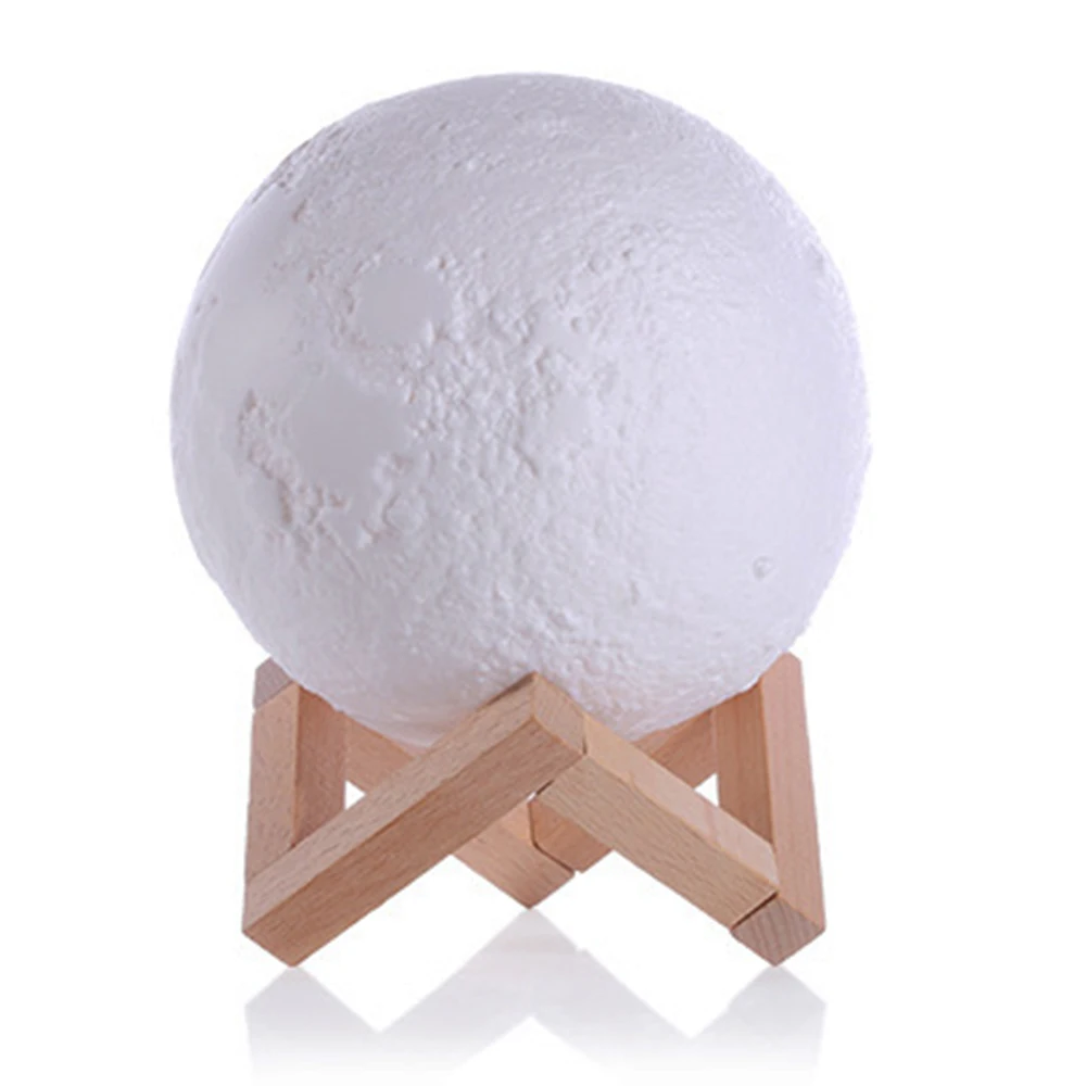 
DECO Moon Night Lamp 7 in 16 Colors LED 3D Print Moonlights with Wood Stand, Remote or Touch Control USB Rechargeable Gift 