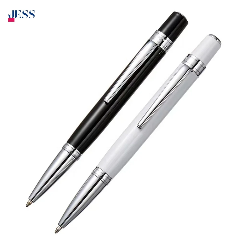 High Quality Metal Pen with Custom Logo Black White Twist Mini pocket Ballpoint Pen for Business Gift Office Pens