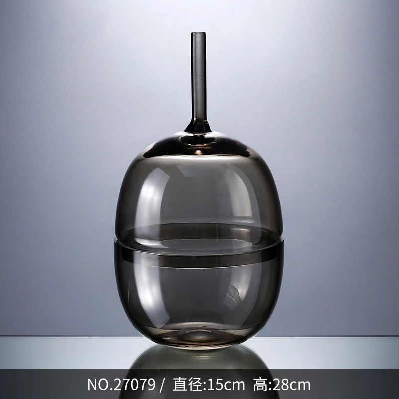 Modern Wholesale Small Round Clear Glass Vase Decorative In Bulk Wedding Home Decor Full Size