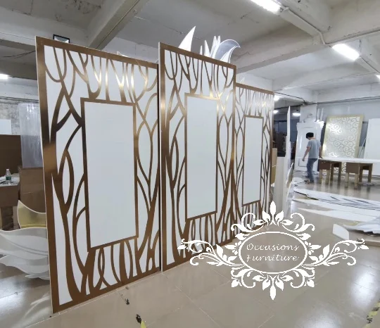 Rose Golden Panel Photo Frame Backdrops PVC Wedding Decorations Backdrops