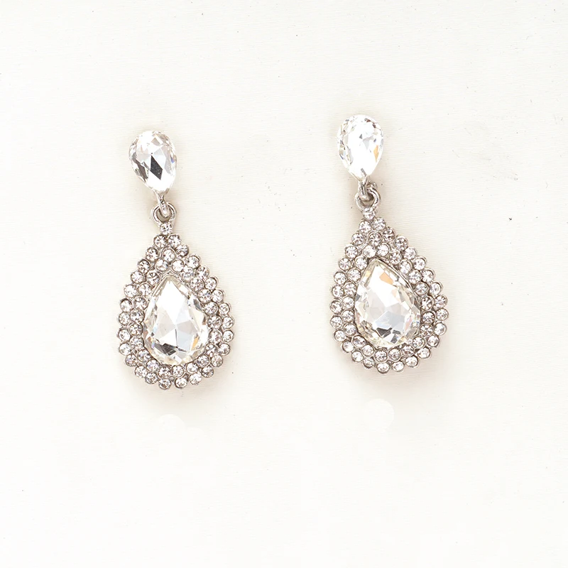 Wholesale Christmas Present Fashion Rhinestone Jewelry Elegant Women Silver Plated Drop Earring