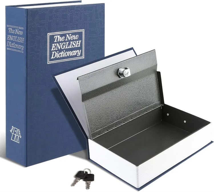 Factory Custom Secret Book Hidden Safe Dictionary Diversion Book Safe Portable Metal Safe Box Book Safe with Key Lock