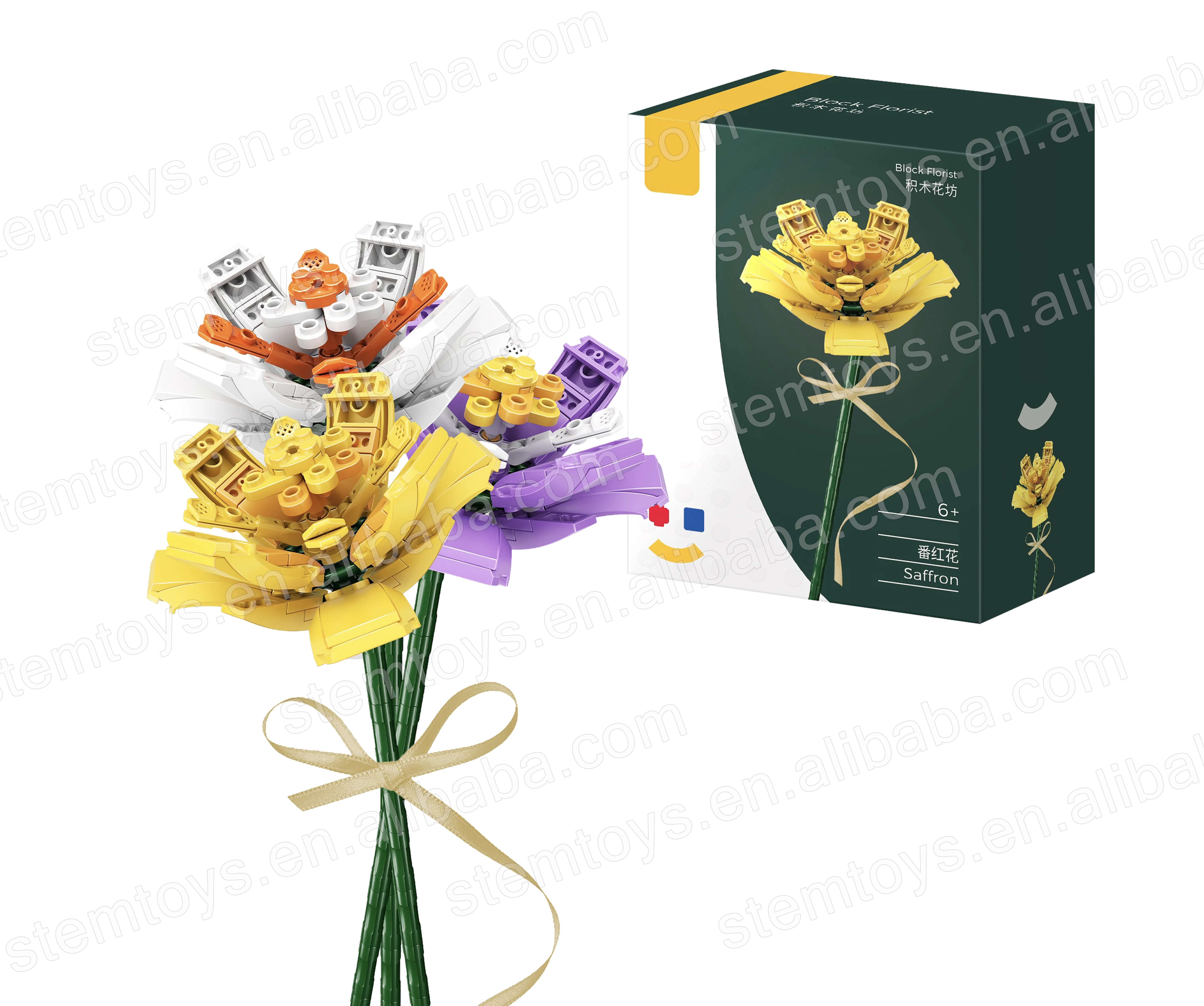 Sembo 601232 DIY Flower Bricks Saffron Educational Stem toys super grow future thinking Building Blocks Florist Gift for kid