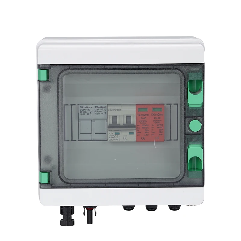 CNLonQcom 500V 1-1 32A 1 In 1 Out Plastic Solar IP65 Waterproof Box | Durable ABS Material 1 String Combiner Box