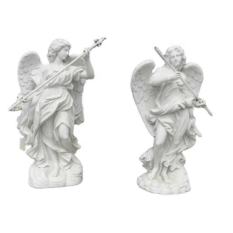 Decorative high quality white marble stone angel sculpture