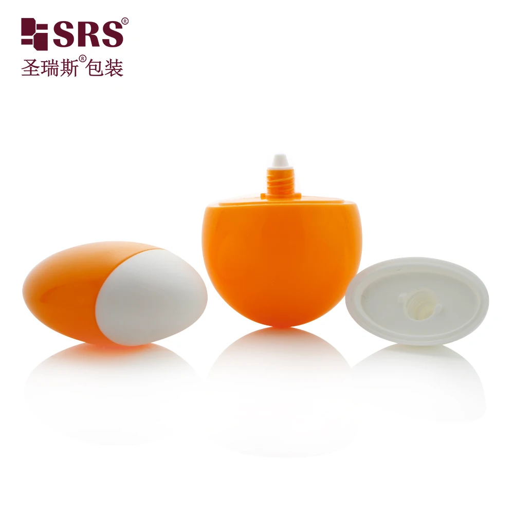 SRS Wholesale 30ml 50ml Mini Egg Shape Sunscreen BB CC Cream Squeeze Custom Color Plastic Bottle