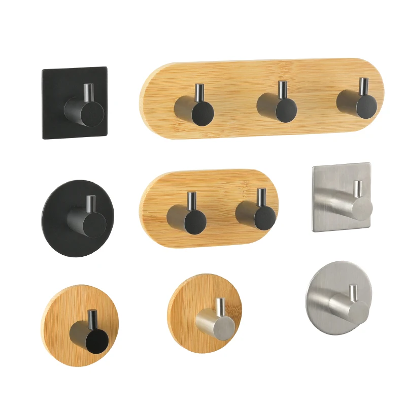 Hot selling household kitchen stainless steel square bottom T-shaped single hook key rack shelf towel rack bathroom rack hook