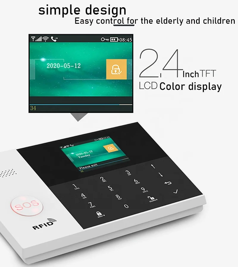 Продукты для ухода за пожилыми людьми Gsm домашняя безопасность Wifi система пожарной сигнализации Беспроводная с кнопкой аварийной помощи