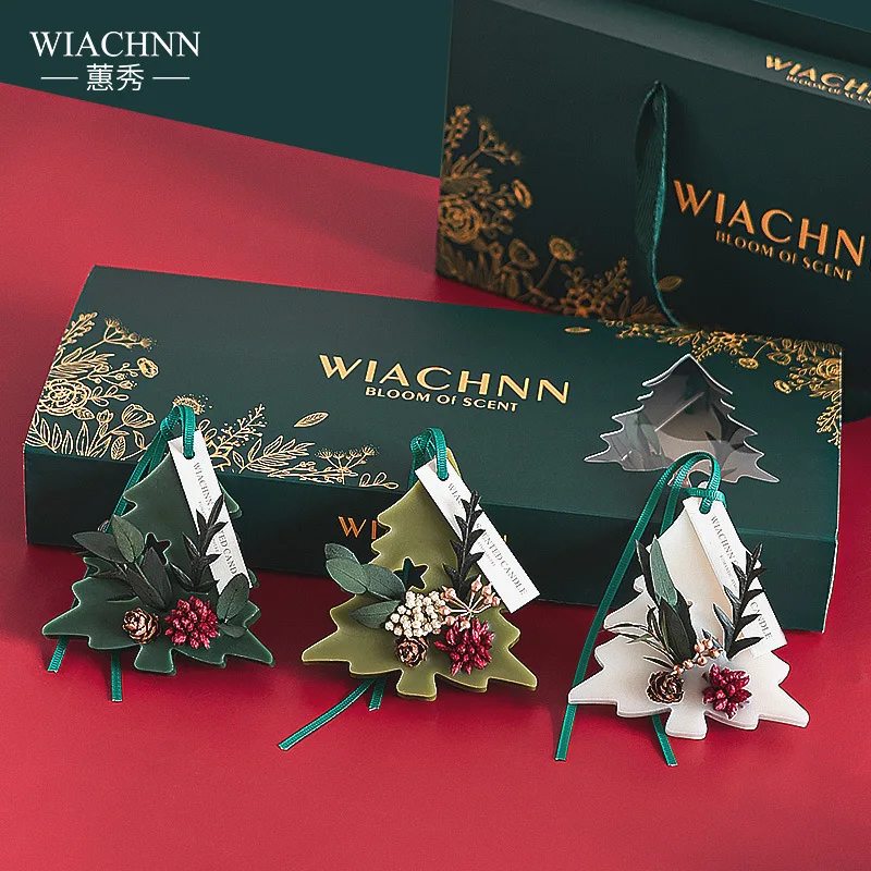 Christmas Tree Shape Reed Diffuser Set Soy Wax Tablets Home Wardrobe Deodorizing Fragrance Car Fragrance Pendants Christmas Gift