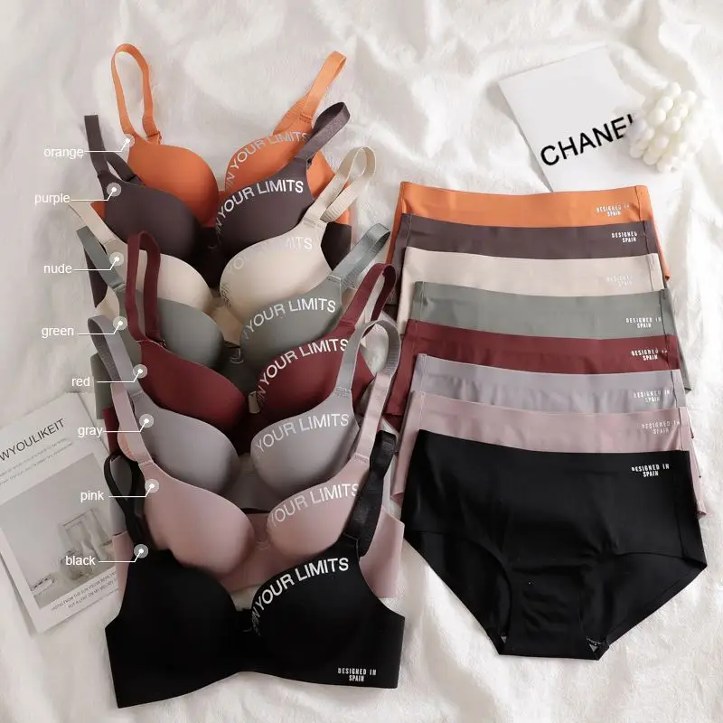 Famous Brand Letter Young Girl Bralette 32 A B Small Cup Women Seamless Sexy Gather Panty Bras & Brief Sets Push Up Panties Bra