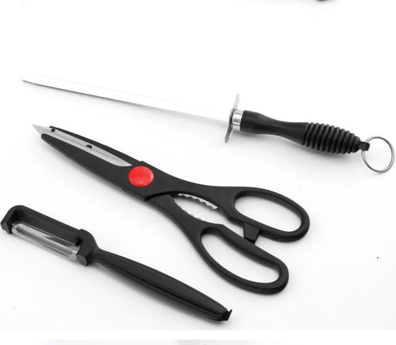 Kitchen Knife Set, 8 Pieces Stainless Steel Knife Set with Wooden Block, Ultra Sharp Knife Block Set with Sharpener and Scissors