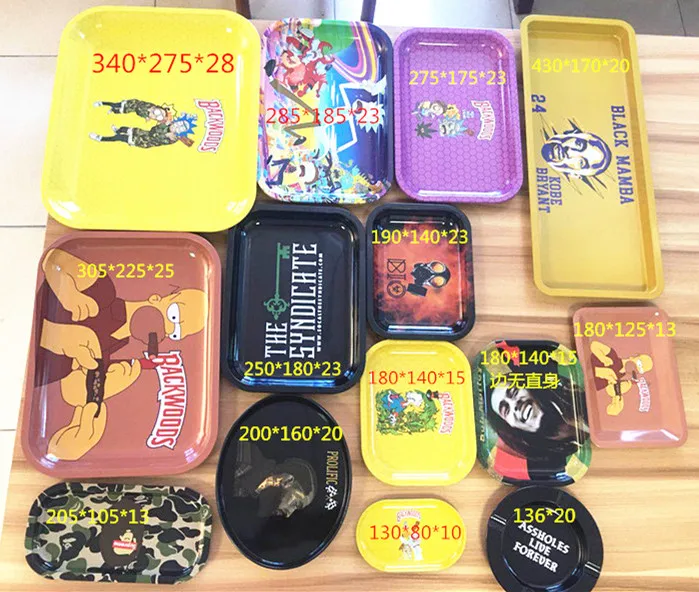 
dice cigarette custom weed tobacco blank small large tin glow weed metal custom rolling tray 