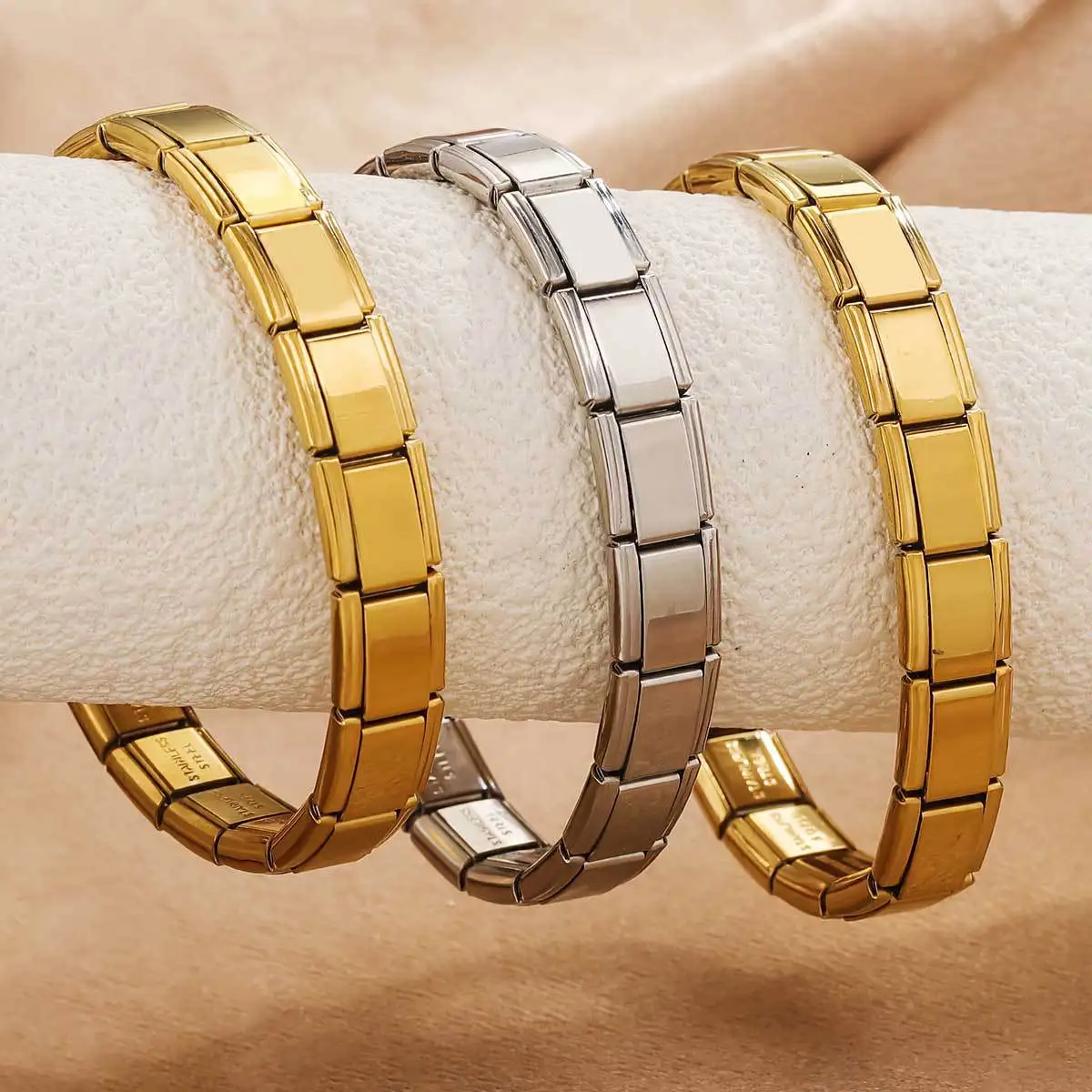 Stainless Steel Fashion Jewelry Bracelets DIY Couple Bracelet Gold Plated Personalized Italian Bracelet For Women Gift